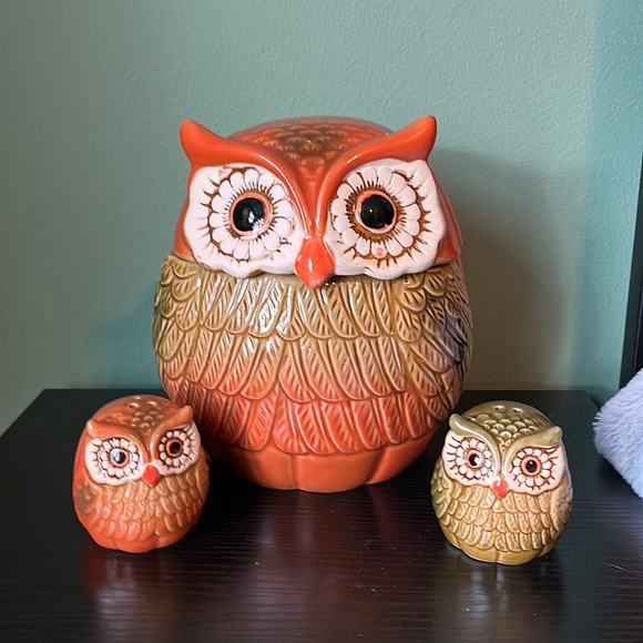 Kitchen Owl Salt Pepper Shakers With Owl Cookie Jar Poshmark